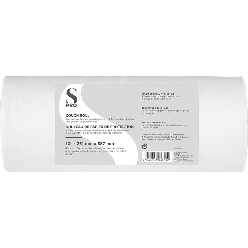 S-PRO 2-Ply Couch Roll 40m, 10 inch 100 Perforated Sheets