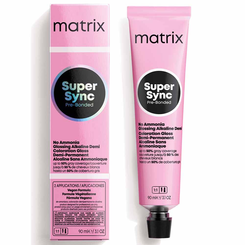 Matrix Super Sync Pre-Bonded Glossing Alkaline Demi-Permanent Hair Colour 6A Ash Cool 90ml