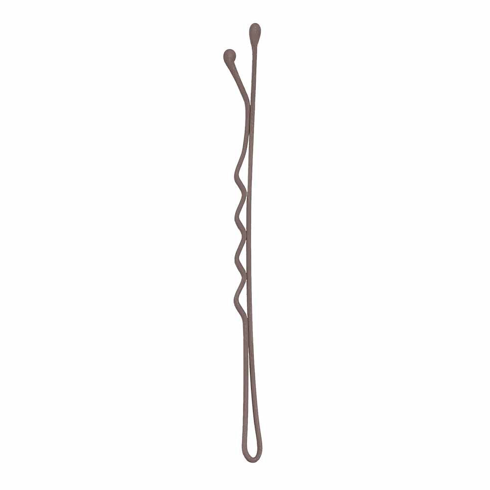  Sibel Best Grips Metal Wavy Bobby Pins 50mm, Matt Brown, Pack of 250