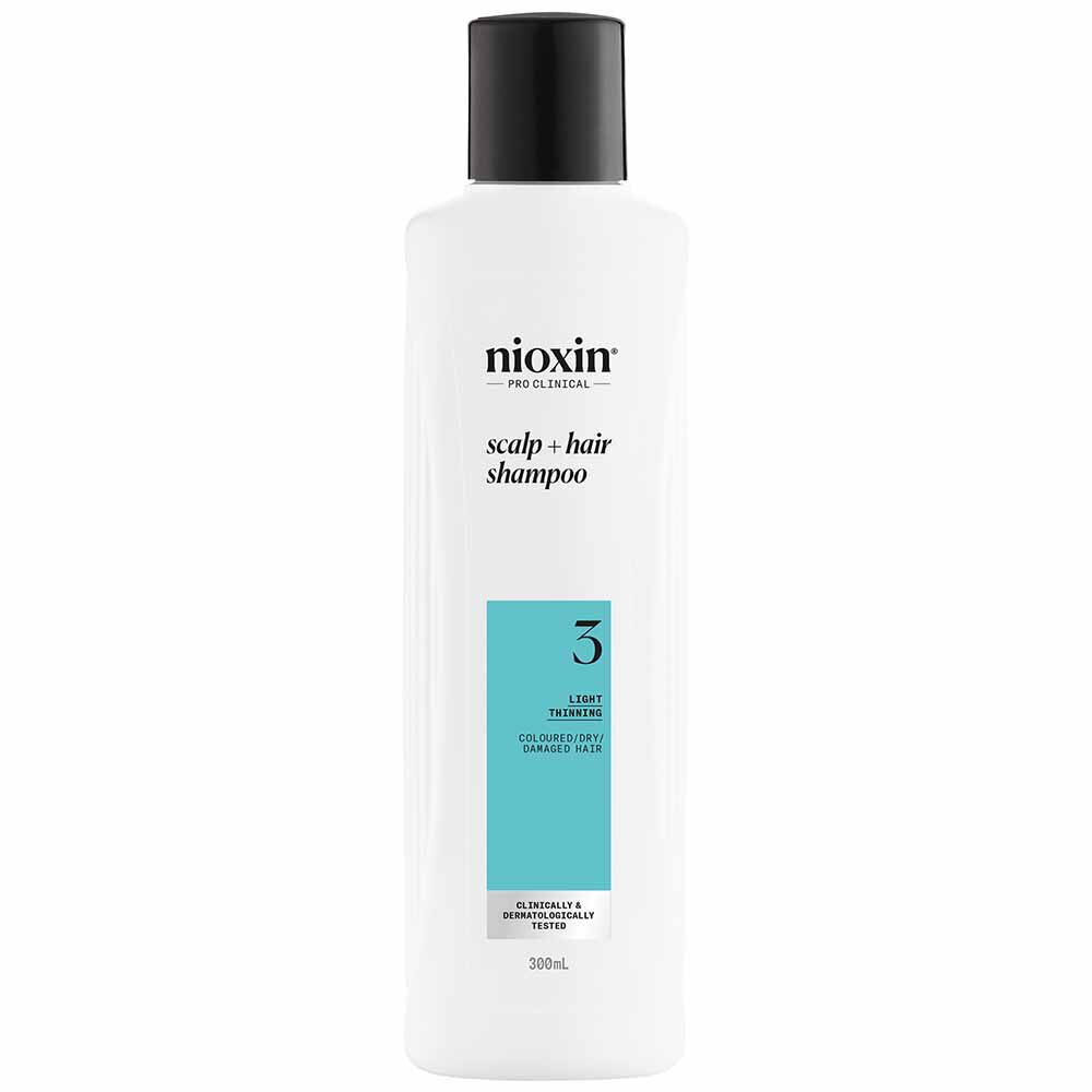 Nioxin System 3 Scalp + Hair Thickening Shampoo for Coloured, Dry and Damaged Hair with Light Thinning 300ml