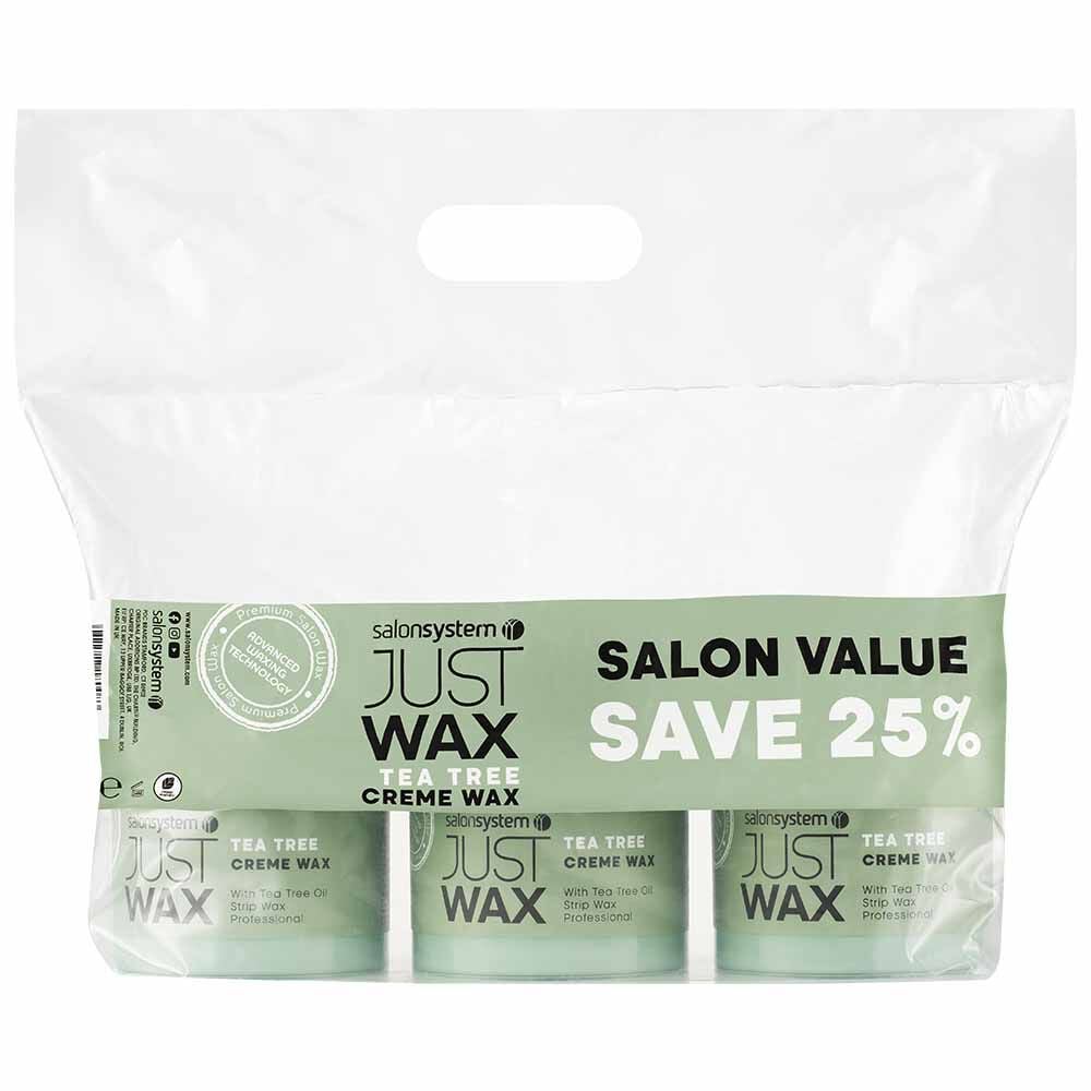 Just Wax Tea Tree Cr&egrave;me Wax Three Pots of 450g
